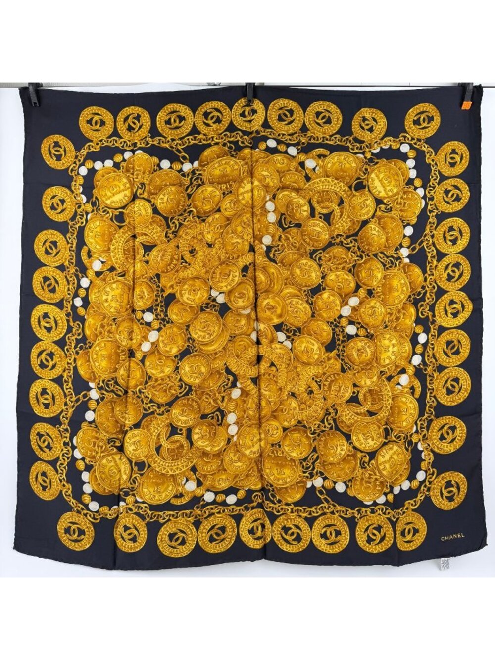 Chanel CC Logo Scarf Silk Multicolor Vintage